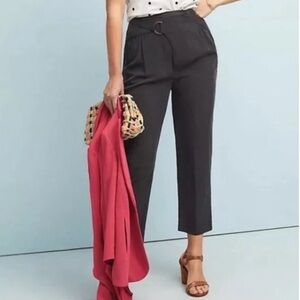 Anthropologie Cupro Wrap Front Pants Medium black‎ cropped tapered lightweight
